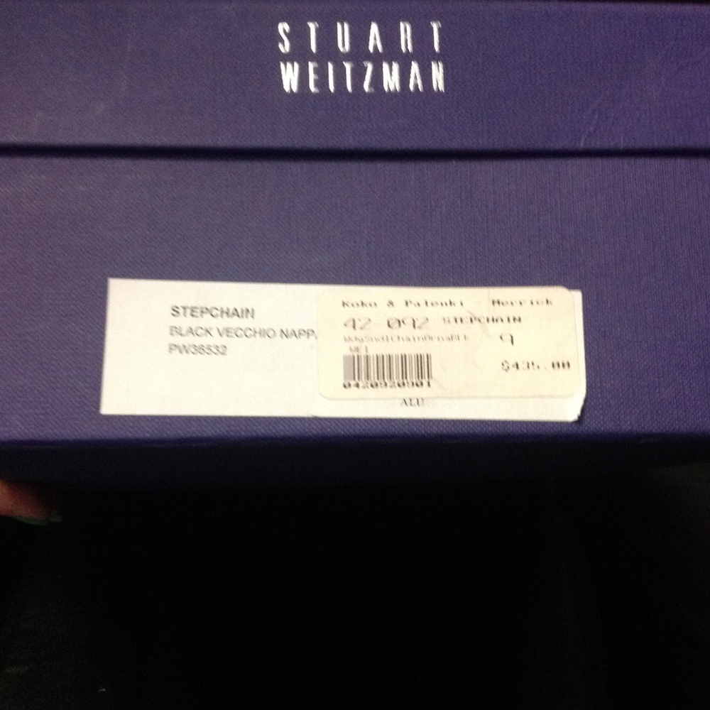 Stuart Weitzman Black Stepchain Leather Wedge Sand - Picture 6 of 6